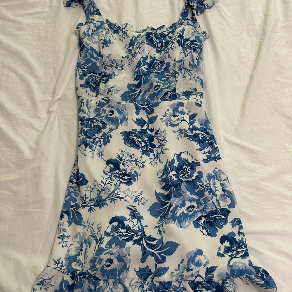 Aqua Blue Ruffled Tiered Sundress for Wedding Guest